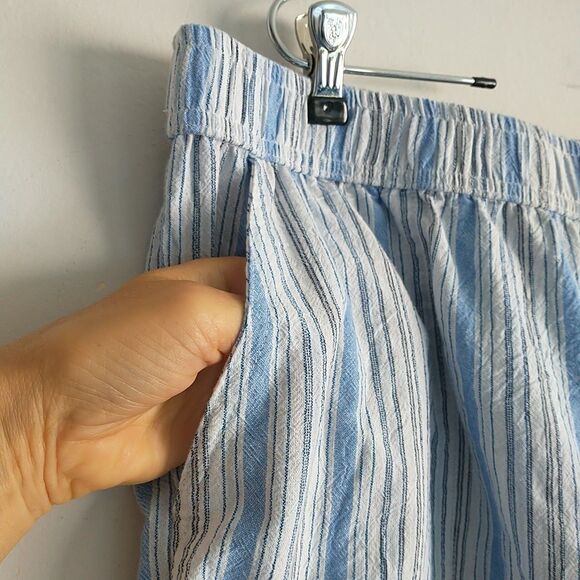 Emily Daniels Pull On Pants Women 2X Blue Stripe Baggy ElasticWaist Nautical New - Picture 3 of 8